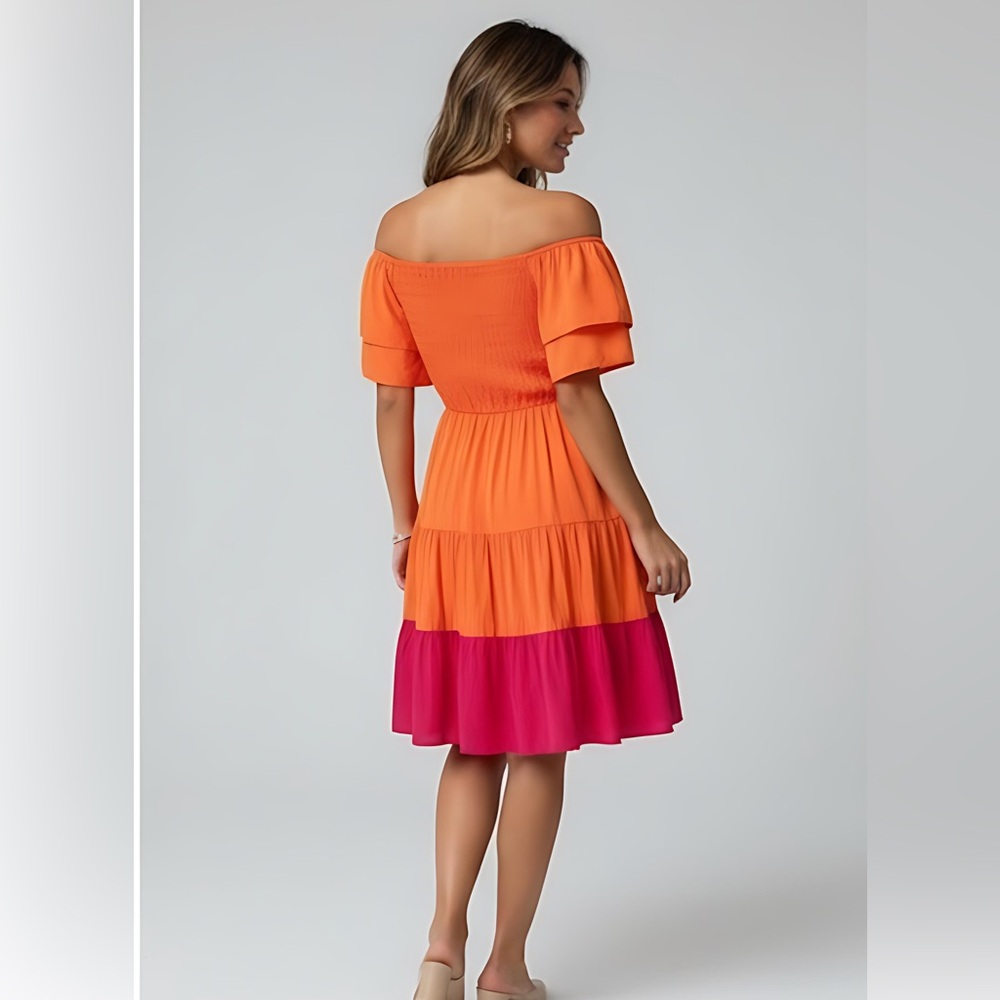 Off Shoulder Ruffle Dress - Picture 2 of 9